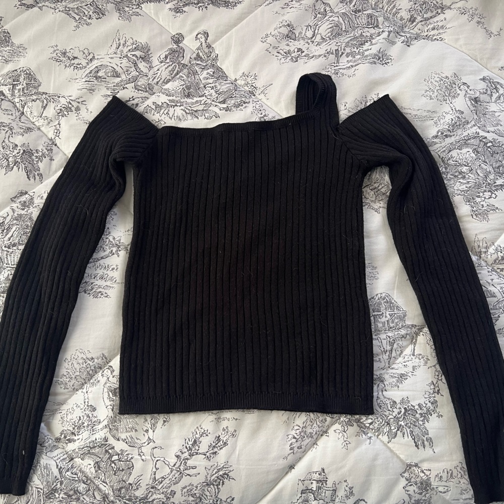 Super Down One-Shoulder & Off-Shoulder Black Long Sleeve